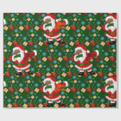 軽く押える黒いサンタ ラッピングペーパー (フラット)