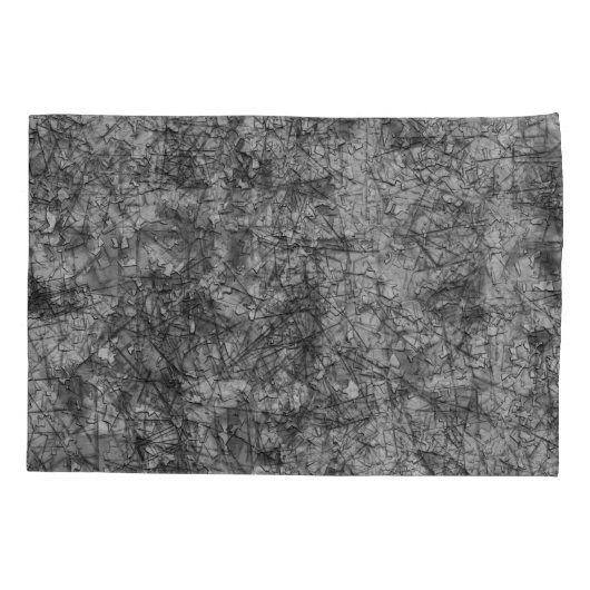 軽く斑点の付いたグレーと黒の傷 枕カバー (裏面-左)