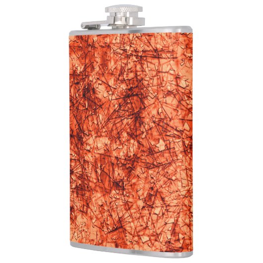 軽く斑点の付いたサンゴの背景に傷 フラスク (左)