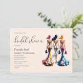 軽やかなドレスの女性たち ブライダルシャワー 招待状 (スタンド正面)