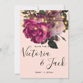 軽やかなバーガンディの花でお知らせ 招待状