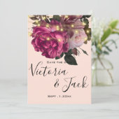 軽やかなバーガンディの花でお知らせ 招待状 (スタンド正面)