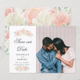 軽やかな春の花の写真 Save The Date 招待状