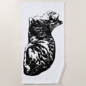 軽やかな線の猫 ビーチタオル (正面)