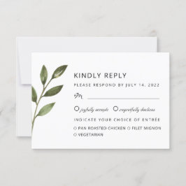 軽エレガントい枝シックな植物結婚式RSVP 出欠カード