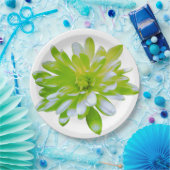 軽エレガントい緑のフローラ ペーパープレート (パーティー)