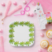 軽エレガントい緑のフローラ ペーパープレート (パーティー)