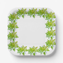 軽エレガントい緑のフローラ ペーパープレート