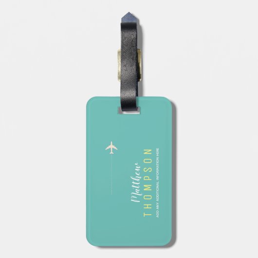 軽エレガントティール(緑がかった色)ブルー ラゲッジタグ (裏面縦)