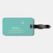 軽エレガントティール(緑がかった色)ブルー ラゲッジタグ (裏面横)