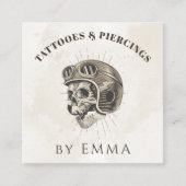 軽エレガント大理石おもしろいスカルタトゥーアーティスト スクエア名刺 (正面)