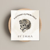 軽エレガント大理石おもしろいスカルタトゥーアーティスト スクエア名刺