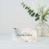 軽エレガント大理石モノグラムスクリプト名刺 名刺 (スタンド正面)