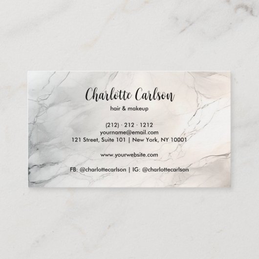 軽エレガント大理石モノグラムスクリプト名刺 名刺 (裏面)