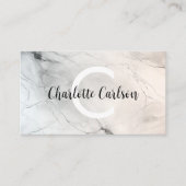 軽エレガント大理石モノグラムスクリプト名刺 名刺 (正面)