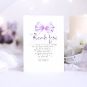 軽エレガント紫バウ赤ちゃんシャワーありがとう サンキューカード