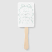 軽エレガント緑の手引き弓結婚式 プログラム ハンドファン (正面)