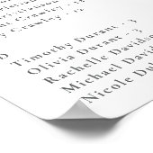 軽エレガント青の植物体の結婚シーティングプラン ポスター (角)