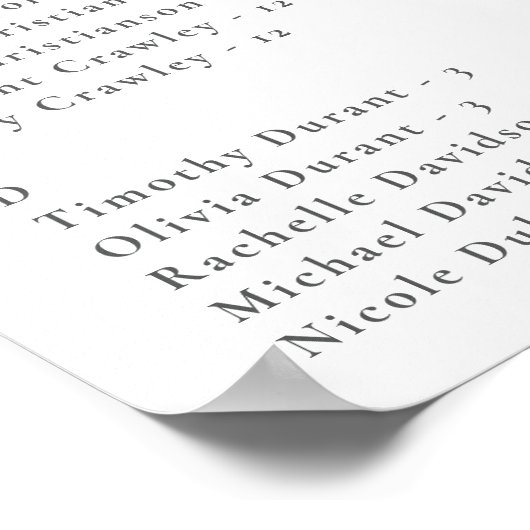 軽エレガント青の植物体の結婚シーティングプラン ポスター (角)