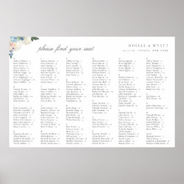 軽エレガント青の植物体の結婚シーティングプラン ポスター