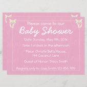 軽カスタマイズピンクの赤ん坊の女の子シャワーの招待 招待状 (正面/裏面)