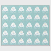 軽カスタマイズ青の可愛い雪の白いフクロウ ラッピングペーパー (フラット)