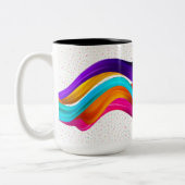 軽カスタム桃コーラルオレンジストライプ色 ツートーンマグカップ (左)