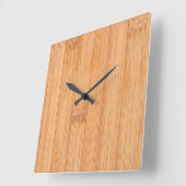 軽カッコいいエレガント褐色の竹材プリント スクエア壁時計 (傾斜)