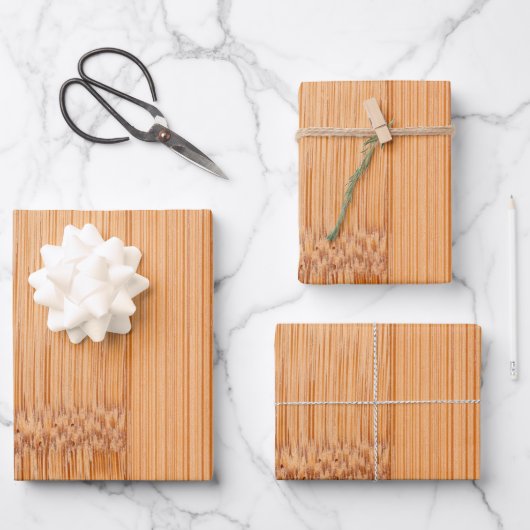 軽カッコいいエレガント褐色の竹材プリント ラッピングペーパーシート (正面)