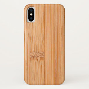 軽カッコいいエレガント褐色の竹材プリント iPhone X ケース