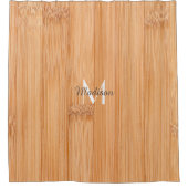 軽カッコいい茶色の竹材プリントモノグラム シャワーカーテン (正面)