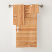 軽カッコいい茶色の竹材プリントモノグラム バスタオルセット (インサイチュ)