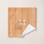 軽カッコいい茶色の竹材プリントモノグラム バスタオルセット (ウォッシュタオル)