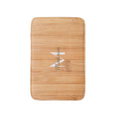 軽カッコいい茶色の竹材プリントモノグラム バスマット (正面縦)