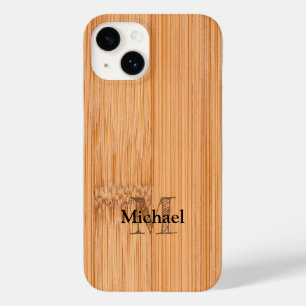 軽カッコいい茶色の竹材プリントモノグラム Case-Mate iPhone 14ケース