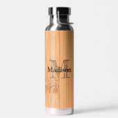軽カッコいい褐色の竹材プリント ウォーターボトル (左面)