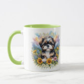軽カラフルシーズー(犬)Tzu子犬のマグ愛犬家 マグカップ (左)
