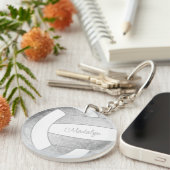 軽ガーリー灰色スポーツギフトバレーボール キーホルダー (正面右)