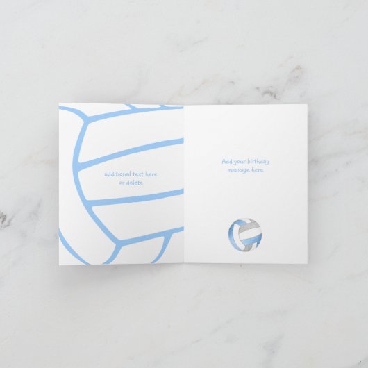 軽ガーリー青グレーバレーボール16歳の誕生日 カード (内部)