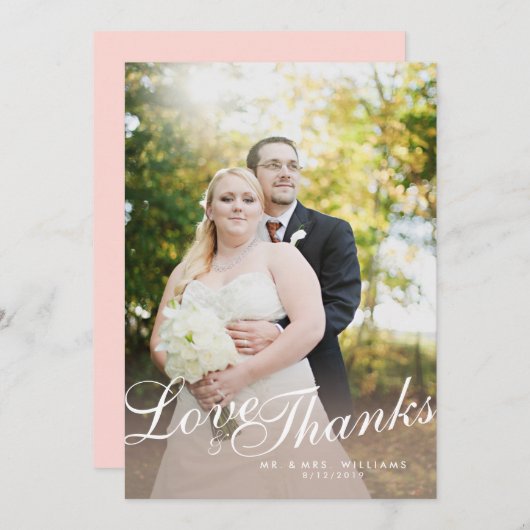 軽スタイリッシュモダンScript Love 感謝してい Flat Card サンキューカード (正面/裏面)