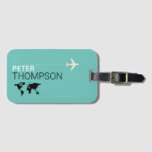 軽パーソナライズされた光のエレガントティール（緑がかった色） ラゲッジタグ (正面横)