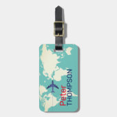 軽パーソナライズされた光エレガントティール(緑がかった色) ラゲッジタグ (正面縦)