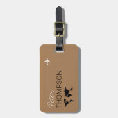 軽パーソナライズされた茶色エレガントエアロトラベル ラゲッジタグ (正面縦)