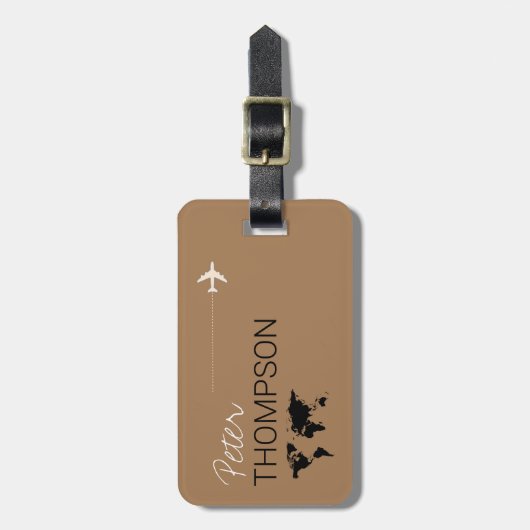 軽パーソナライズされた茶色エレガントエアロトラベル ラゲッジタグ (正面縦)