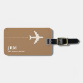 軽パーソナライズされた褐色の飛行機の旅行 ラゲッジタグ (正面横)
