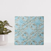 軽フェイクい青の大理石の金ゴールドダマスク模様 タイル