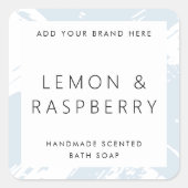 軽ミニマル塵ブルーブッシュストローク製品ラベル スクエアシール (正面)