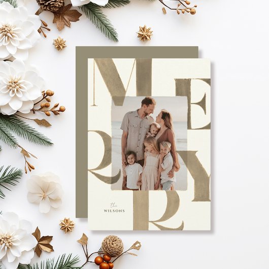 軽メリー青銅/金ゴールド2フォトクリスマス シーズンカード