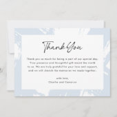 軽モダンい青の汚れたブラシストロ結婚ック写真 サンキューカード (正面)