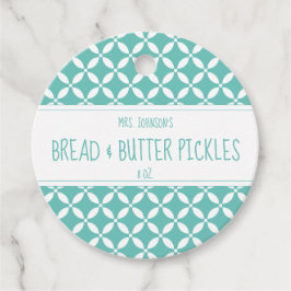 軽モダンティール（緑がかった色）&ホワイトフードラベルラベル フェイバータグ